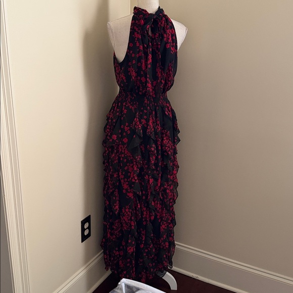 MSK Black and Red Floral Ruffle Maxi Dress - Picture 12 of 16